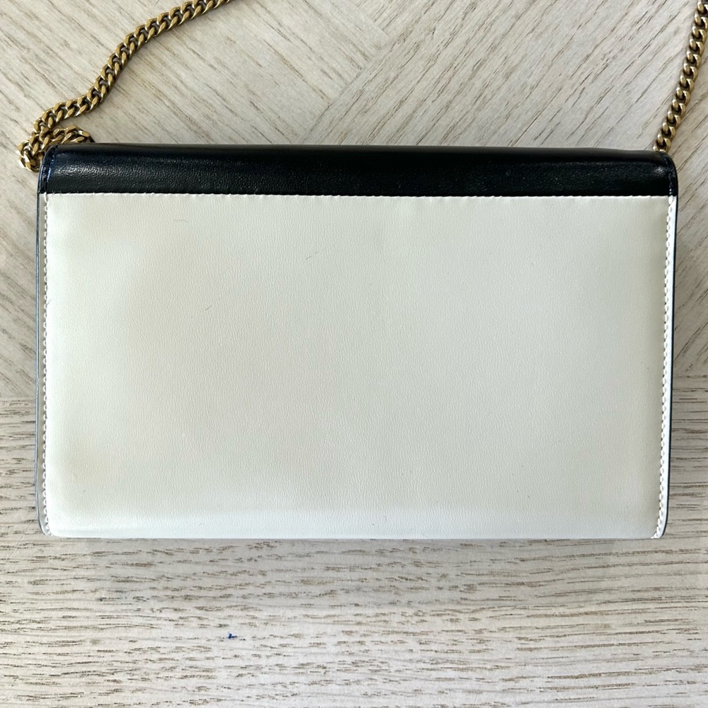 Saint Laurent YSL Uptown Wallet on Chain - Crema / Nero - Gold Hardware - Picture 2 of 12